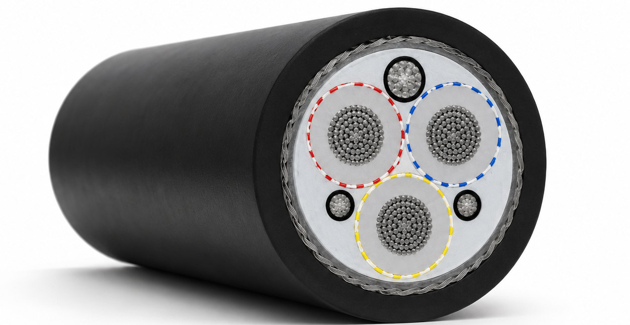 Type 611 ECC Cable with 120mm2 screened power cores and TPU mining sheath