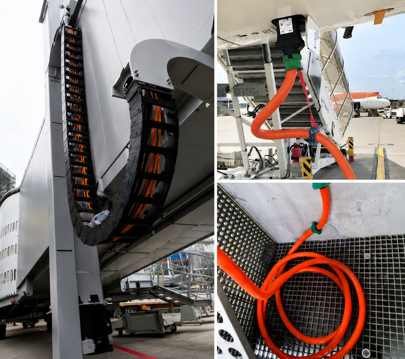 Orange PUR aviation ground power cable for airport apron use
