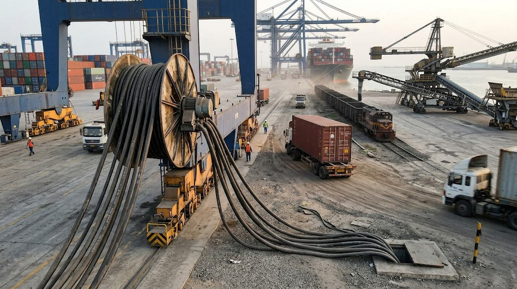 Flexible rubber reeling cable used on crane hoisting and conveyor equipment
