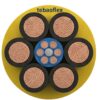 Cross section of shielded 400Hz ground power cable showing copper braid