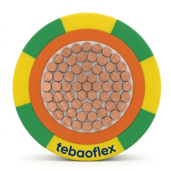Cross section of single core aircraft grounding cable showing orange abrasion indicator