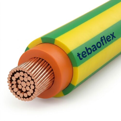 Green and yellow flexible aircraft grounding cable for aviation refueling systems