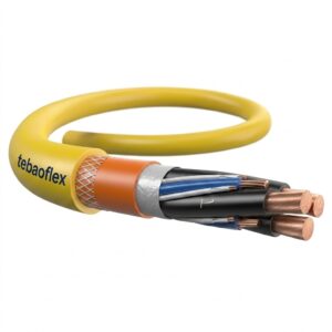 Cabo de alimentação amarelo simétrico de 400Hz com revestimento em PUR para equipamentos de recuperação de aeronaves.