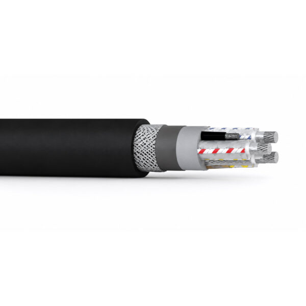 Type-622-Mining-Cable- Cross section of Type 622 ECC medium voltage mining cable showing triple extruded EPR and copper screen