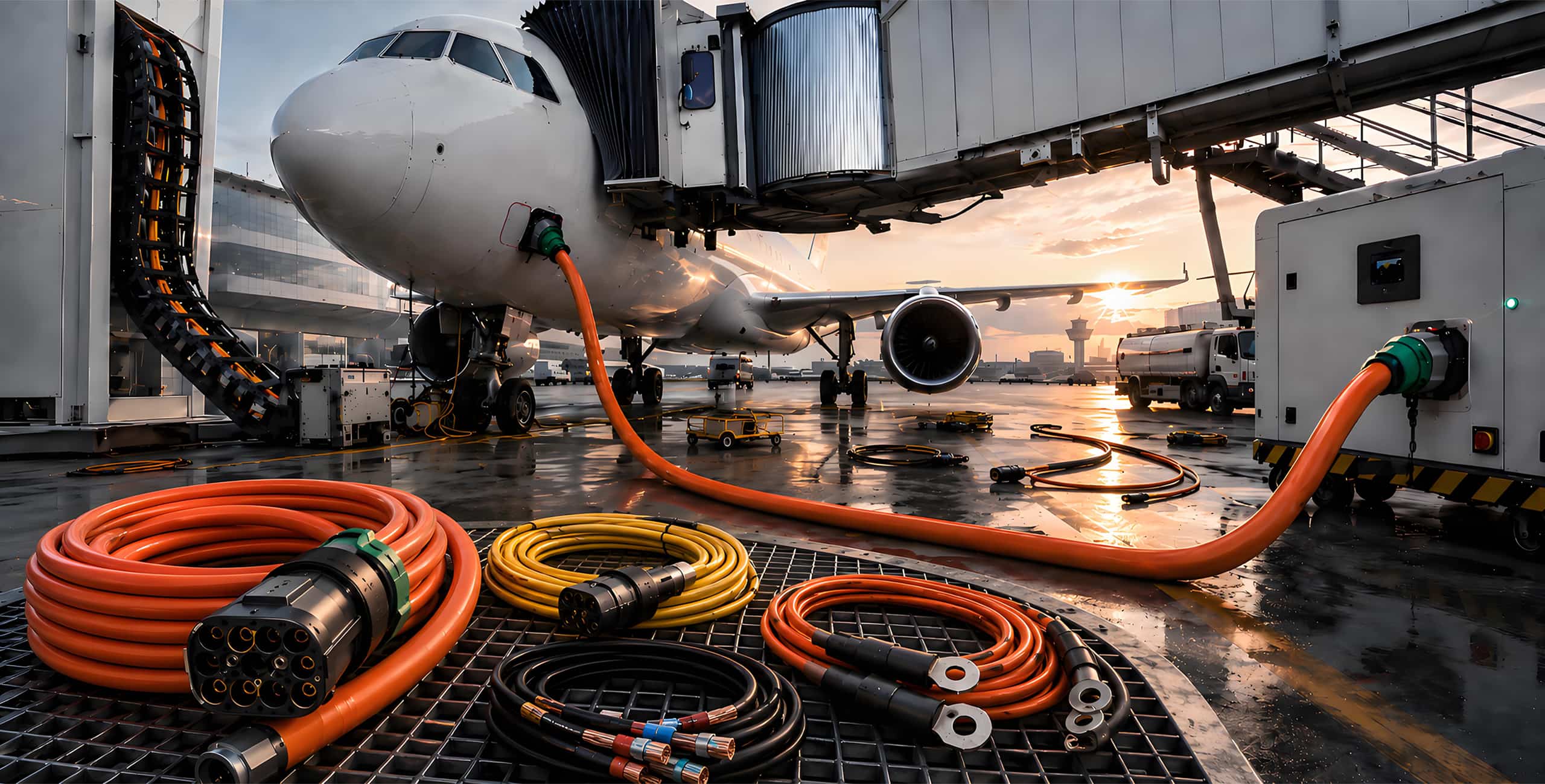 Airport ground power cable for aircraft GPU applications
