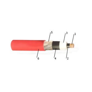 Sezione del cavo flessibile NTMCWOEU 26/45 kV per quadri elettrici con conduttore, strati semiconduttivi, schermo e guaina esterna