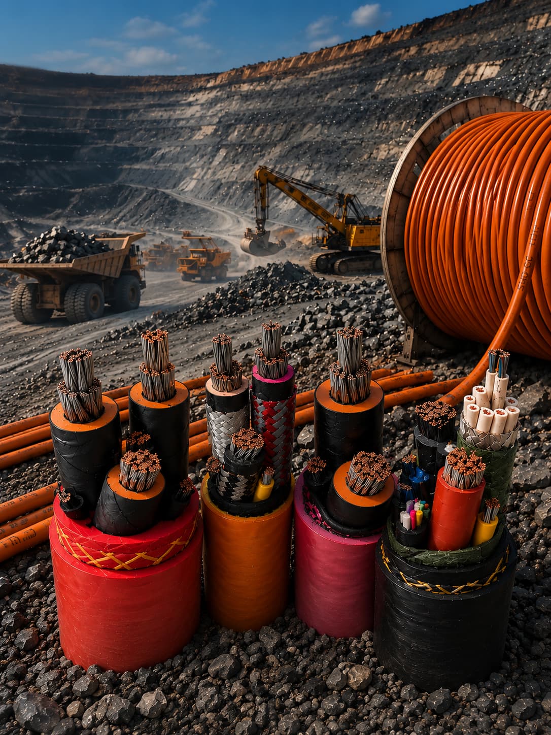 Mobile mining cable for heavy-duty tunneling and mine equipment