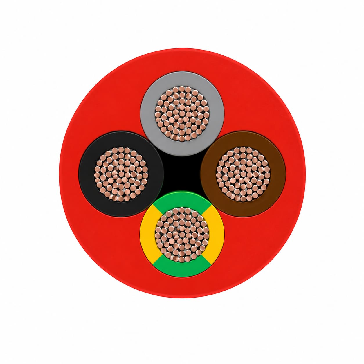 Cross section of SiHF-J cable showing silicone rubber insulated cores and outer sheath