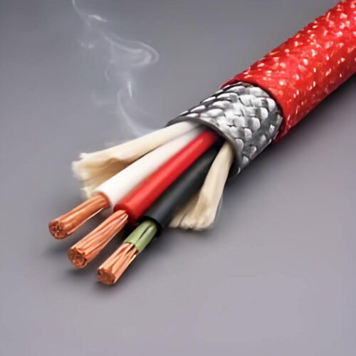 Red SiHF-P silicone rubber cable with galvanized steel wire braid SiHF-P multicore cable with tinned copper conductors and GSWB protection 300/500V GSWB braided silicone rubber cable for high temperature wiring
