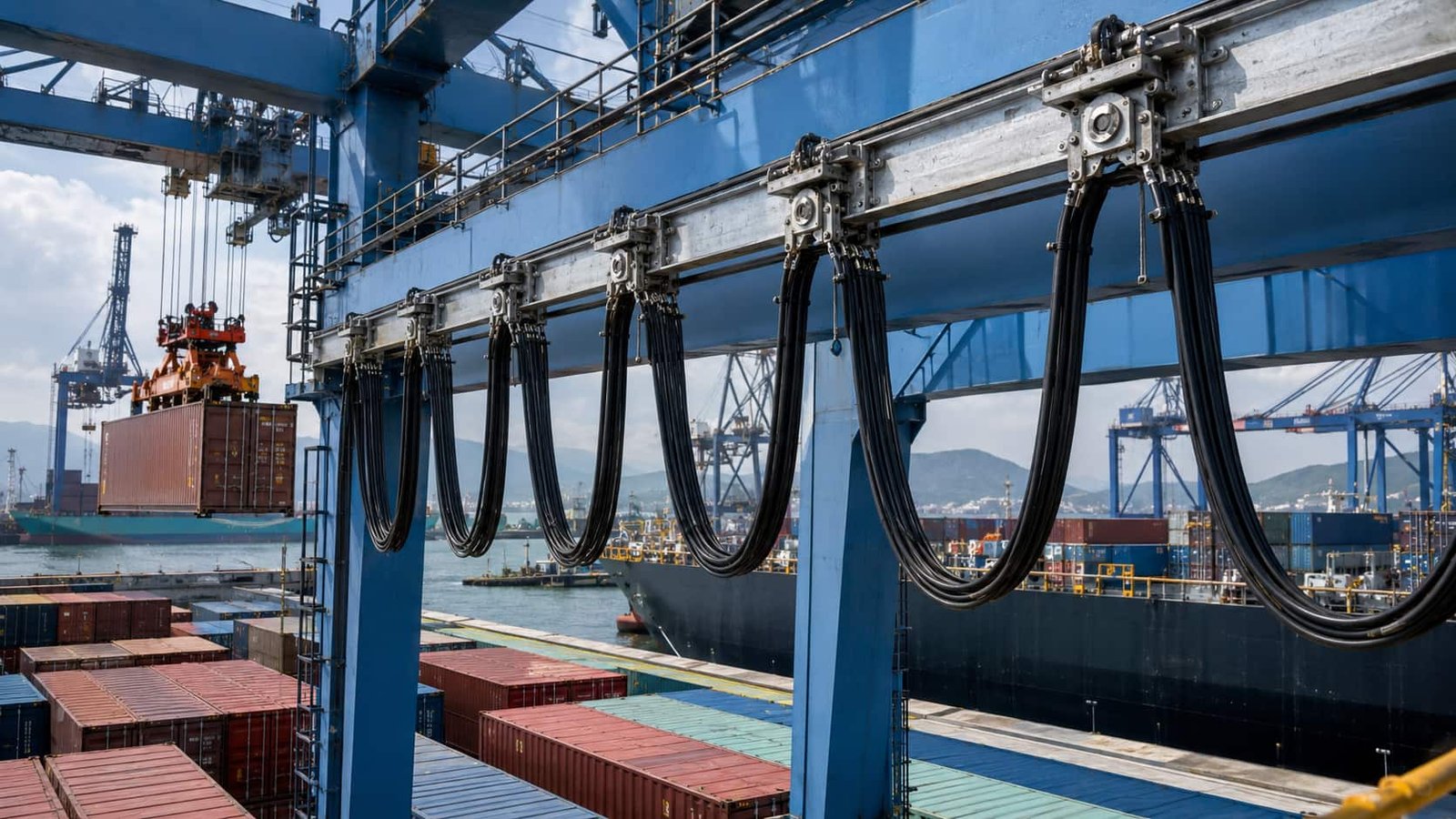 2PNCT festoon cable system on a port container crane
