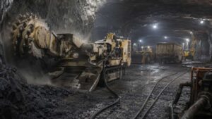 Type W four-conductor mining cable used with underground tunneling equipment