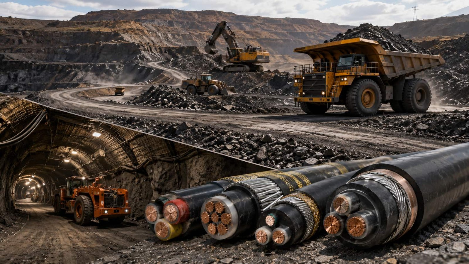 Type 321 / Type 331 mining cable application with mixed underground and surface mining equipment