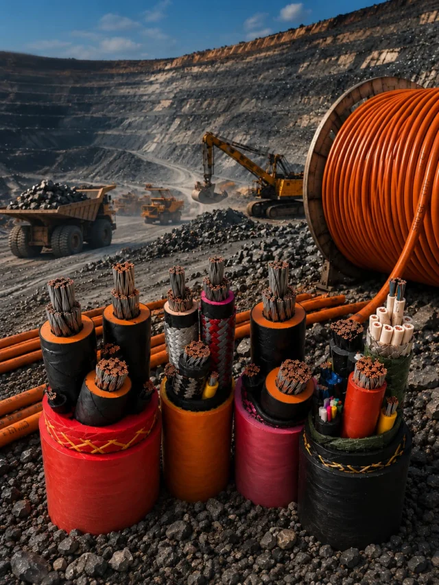 Mobile mining equipment supplied by a heavy-duty mining cable