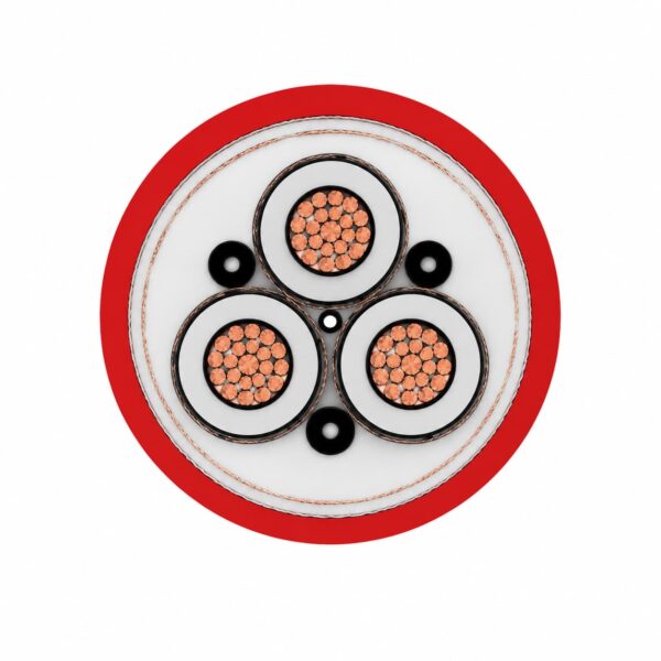 (N)3GHSSYCY cable cross-section illustration Illustrated (N)3GHSSYCY cable cross-section showing three power cores, pilot cores and concentric copper conductors