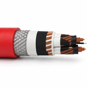 (N)3GHSSYCY mining and tunnelling cable cutaway showing steel braid and screened power cores