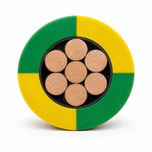 NEK 606 P108 UX earth cable cross-section with green-yellow SHF2 covering and stranded conductor