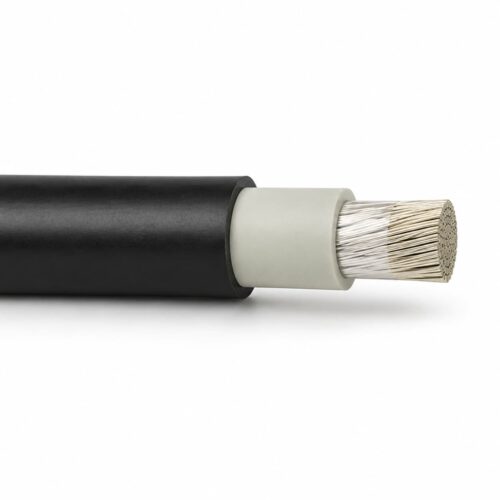 NSGAFOEU 1.8/3kV single-core cable cutaway showing flexible tinned-copper conductor, EPR insulation and black rubber sheath