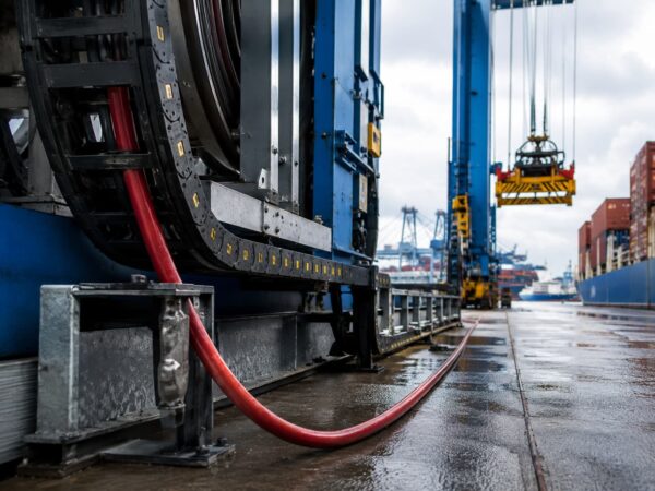 Ntmcgcw11Y Port Crane Energy Chain Application (N)TMCGCW11Y medium voltage cable installed on a port crane energy chain