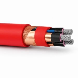 (N)TSCGECECWÖU Cable de enrollado para tuneladora de media tensión con cubierta de caucho rojo y pantalla de alambre de cobre.
