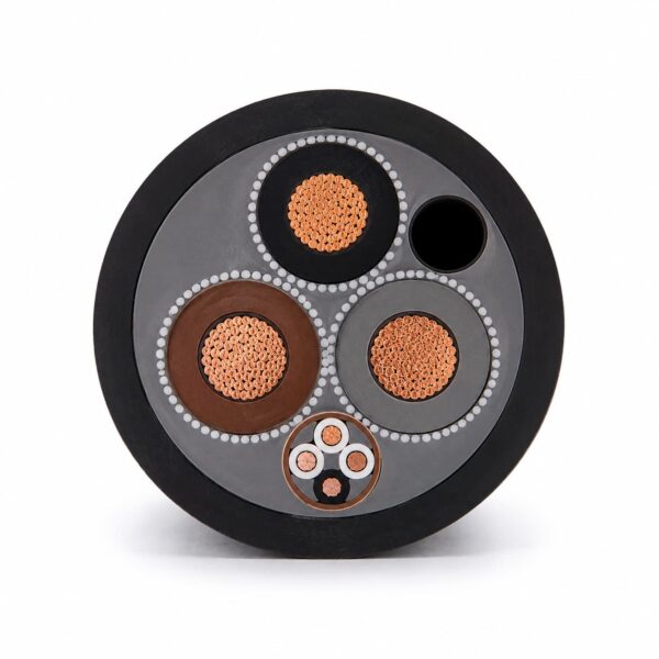 Pump Motor Cable Integrated Control Core Submersible pump motor cable with integrated control core and wet-duty rubber sheath cross section