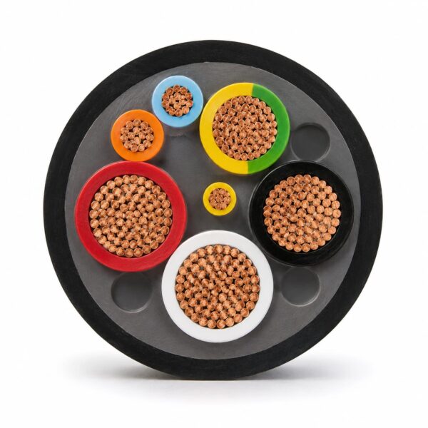 Tf Sub Pump Cable Multicore Control Cores TF-SUB multicore submersible pump cable cross section with flexible copper conductors and control cores