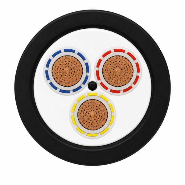 Type 210 Flexible Rubber Mining Cable 1.1kV Type 210 1.1kV flexible rubber mining cable cross section with three screened power cores and pilot core