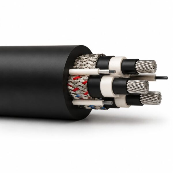 Type 240 Underground Coal Mine Cable 1.1kV to 11kV Type 240 underground coal mine cable with three screened phase cores and three pilot cores