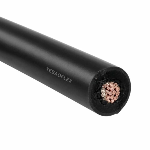 25 kV Igniter Wire High voltage igniter wire cut end-on, showing a thick black insulation wall around a small finely stranded copper conductor