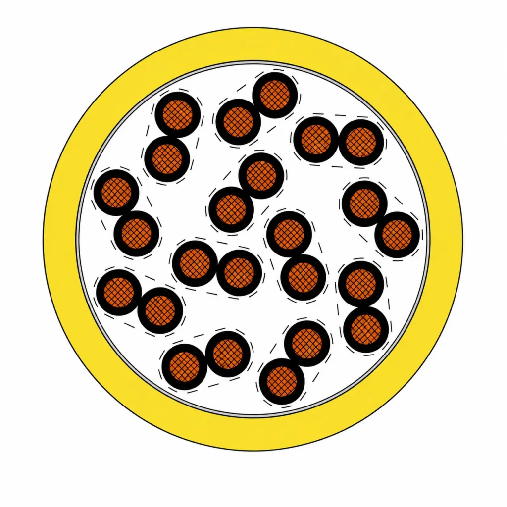 400Hz drag chain control cable cross-section showing paired 1.5 mm² control cores