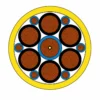 400Hz Drag Chain Power Cable Cross-Section 400Hz drag chain power cable cross-section showing seven 35 mm² power cores and auxiliary cores