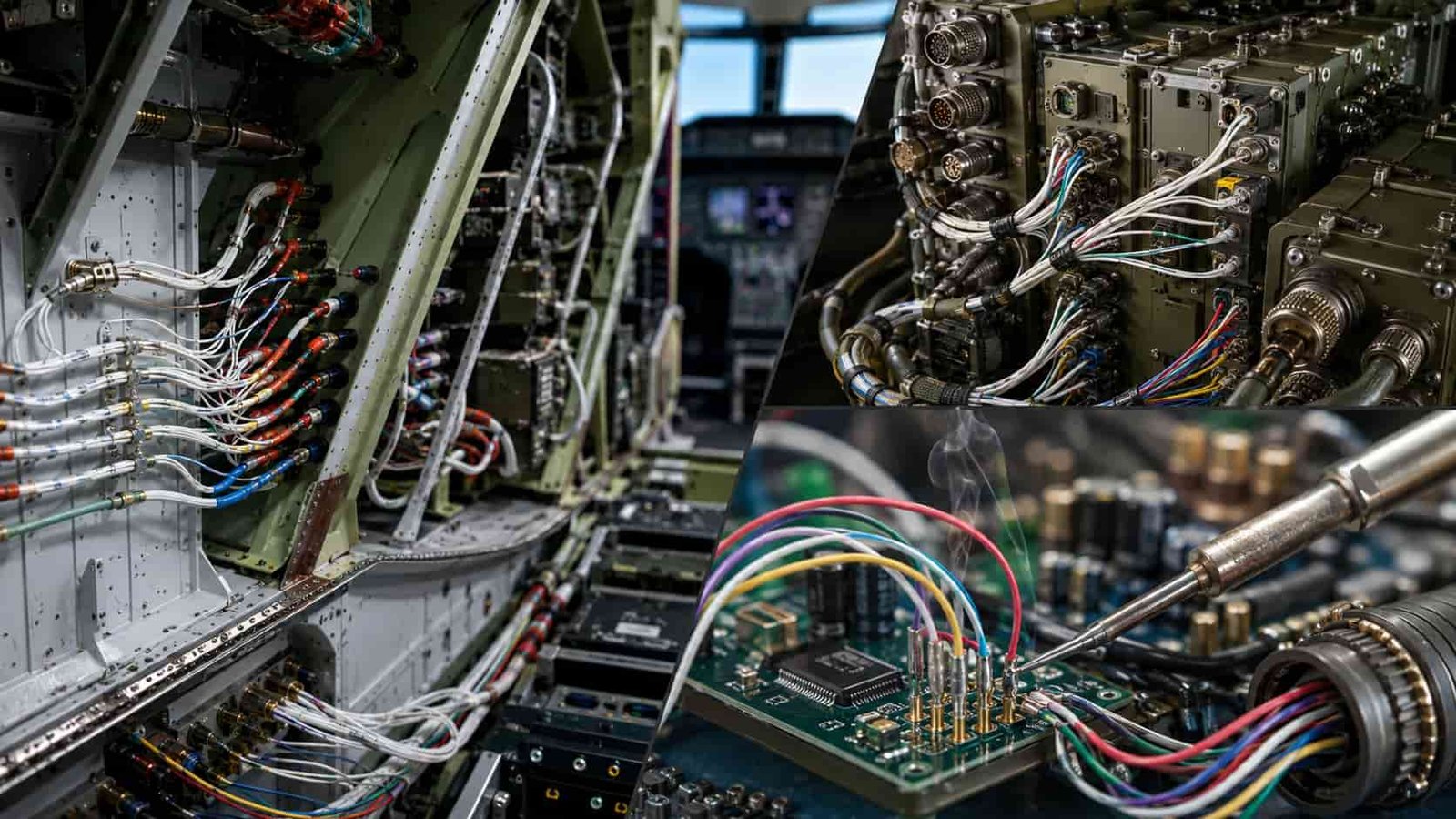 Fio de ligação PTFE em compartimentos de equipamentos de aviônica, chicotes de conectores militares e montagem de placas de circuito