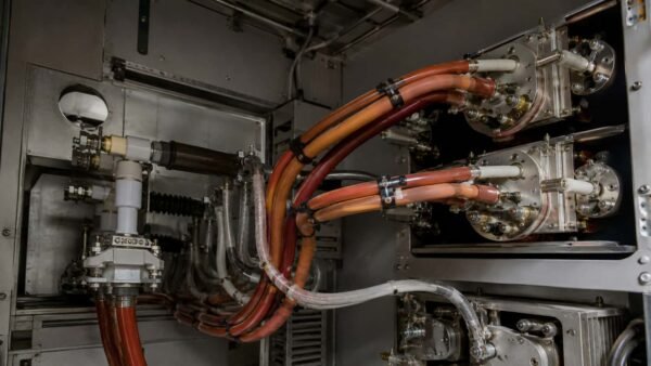 UL 3239 application High voltage silicone lead wires routed to insulated feedthrough bushings inside a high voltage power supply cabinet