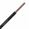 flare-stack-ignition-cable Single-core flare stack ignition cable with the black jacket stripped back to show the finely stranded flexible copper conductor