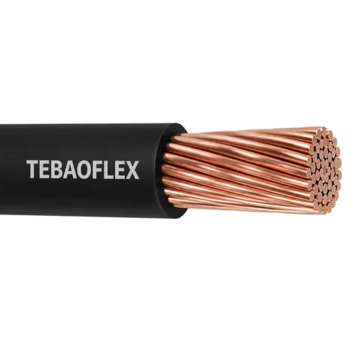 H01N2-D / H01N2-E welding cable cross-section showing fine-stranded copper conductor and black rubber covering
