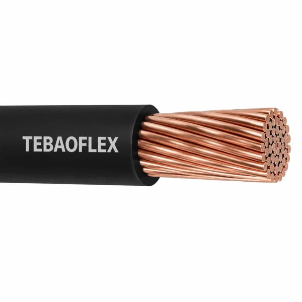 H01N2-D / H01N2-E welding cable cross-section showing fine-stranded copper conductor and black rubber covering