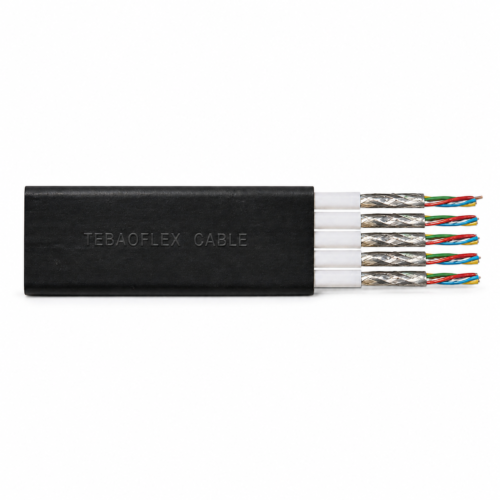 KYFLCY EMC Flat Festoon Cable square overall view with black outer sheath