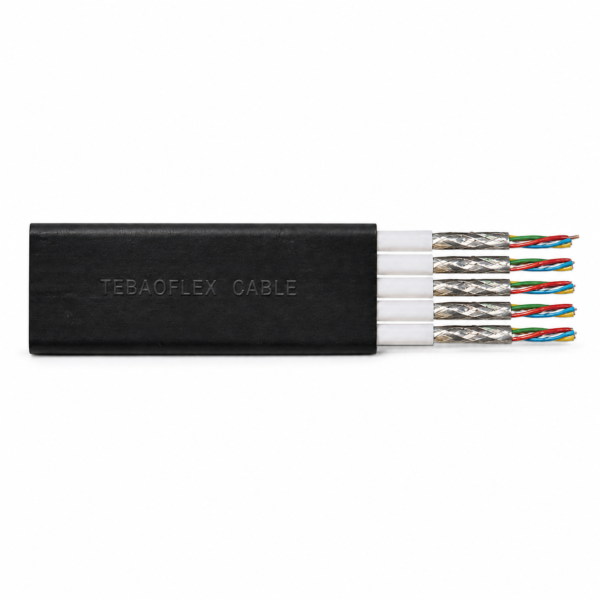 KYFLCY EMC Flat Festoon Cable Main Image KYFLCY EMC Flat Festoon Cable square overall view with black outer sheath
