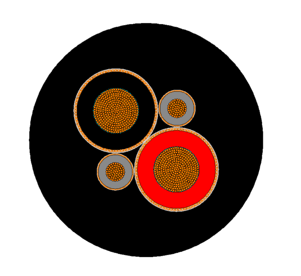 Mine Feeder Type 2S and Type 2S.3 cross-section showing EPR cores, screen, pilot and CPE sheath