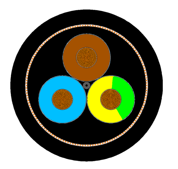 NGRDGöu-O 0.6/1 kV Screened Round Festoon Cable Cross-Section NGRDGöu-O 0.6/1 kV Screened Round Festoon Cable cross-section showing the supplied cable construction