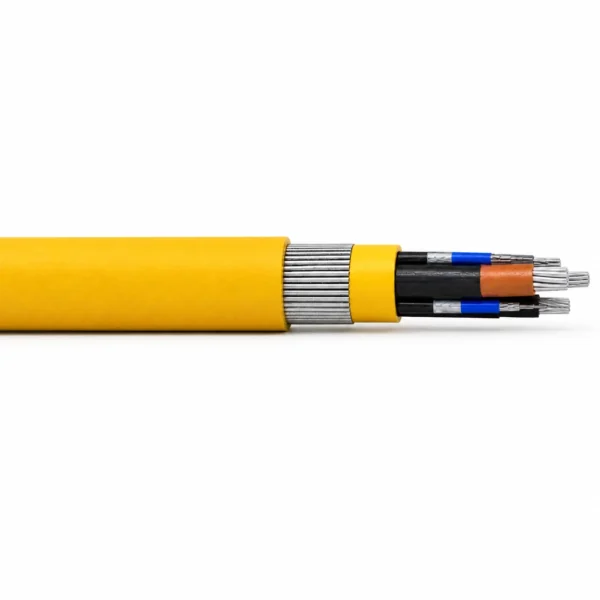 NSHCGEÖU KON+ST+UL 0.6/1 kV monitored tunnel cable with yellow outer sheath, flexible armour and exposed conductors
