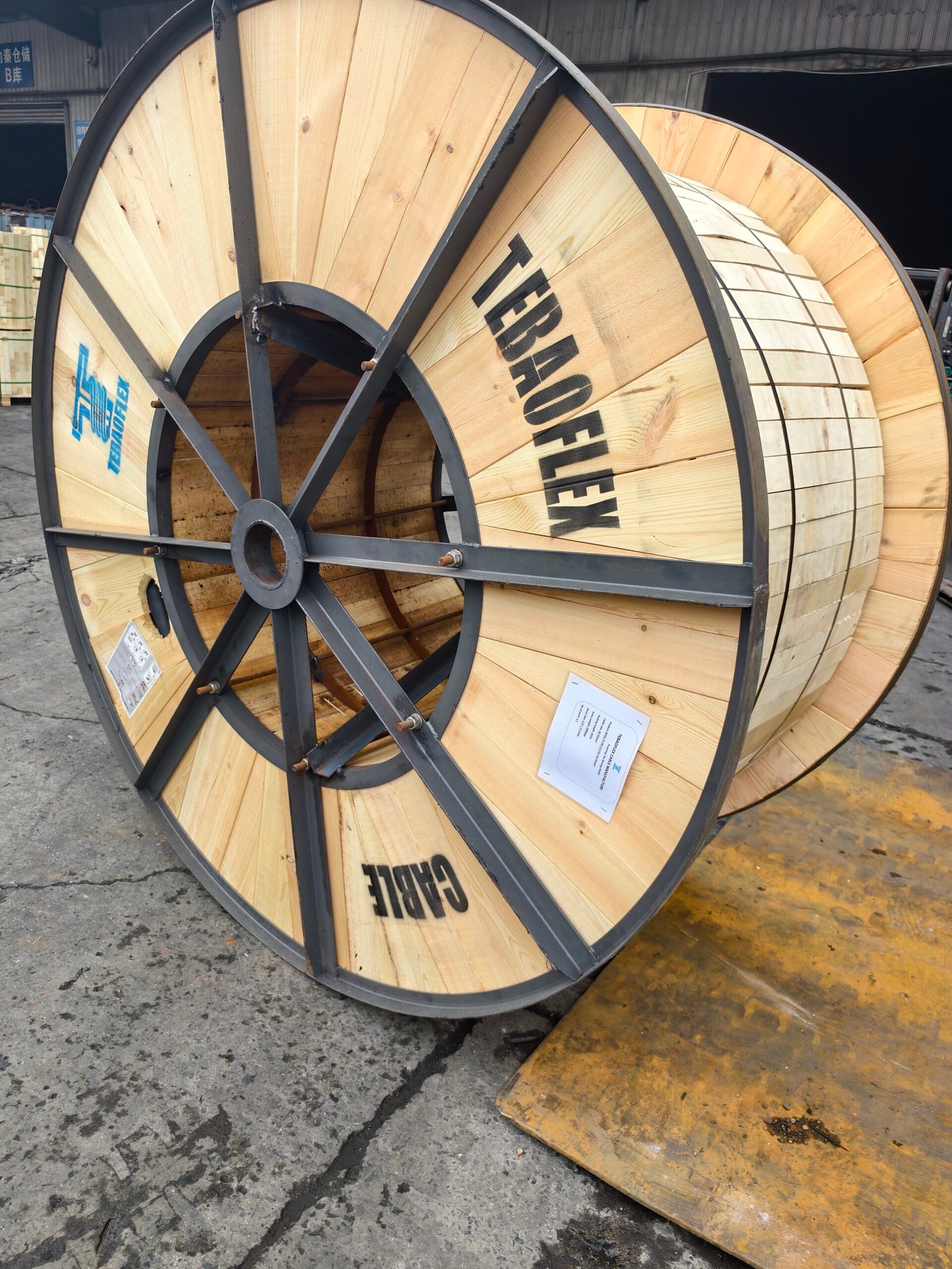 TEBAOFLEX cable drum prepared for shipment