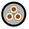 Type 409 Class 2 Composite Screened Mining Cable 1.1–22 kV Cross-Section Type 409 cable cross-section showing three power cores, central pilot, earth screen and reinforcement