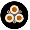 Type 440 Composite Screened Mining Cable 1.1–22 kV Cross-Section Type 440 cable cross-section showing three power cores, three pilots, composite screen and sheath