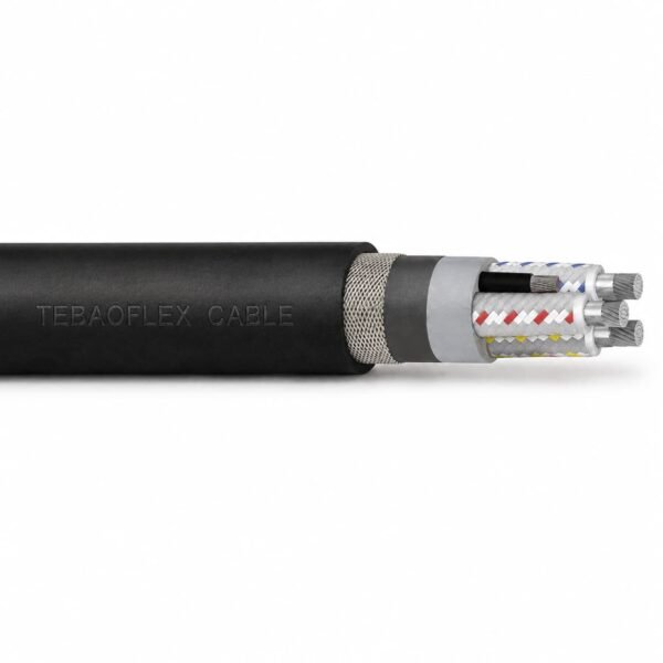 Type 633 / 633-ECC 19/33 kV Mining Cable Main Image Type 633 / 633-ECC 19/33 kV Mining Cable overall view with black outer sheath