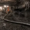 Underground longwall mining equipment and trailing cable, illustrating Type SHD-PCG portable power cable application