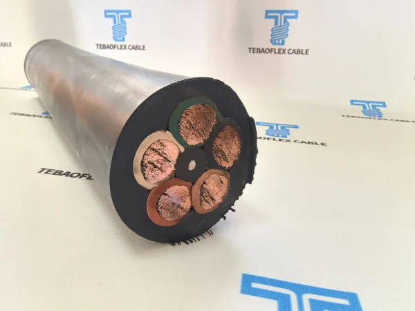 Type W Cable Five-Conductor Sample Five-conductor Type W cable sample with flexible stranded copper conductors and black outer jacket