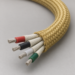 SRG-K multicore silicone-aramid braided cable product view showing multiple insulated cores