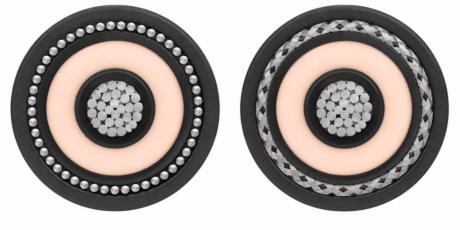 (N)TMCGCHXOEUK 26/45 kV pantograph cable construction cross-section showing the conductor and layers
