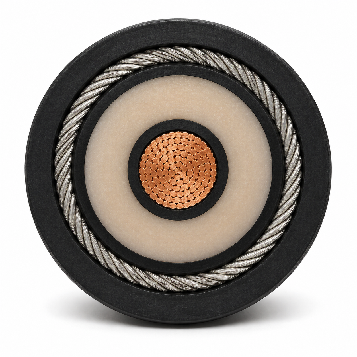 (N)TMCHXOEU 12/20 kV single-core wind cable construction cross-section showing the conductor and layers