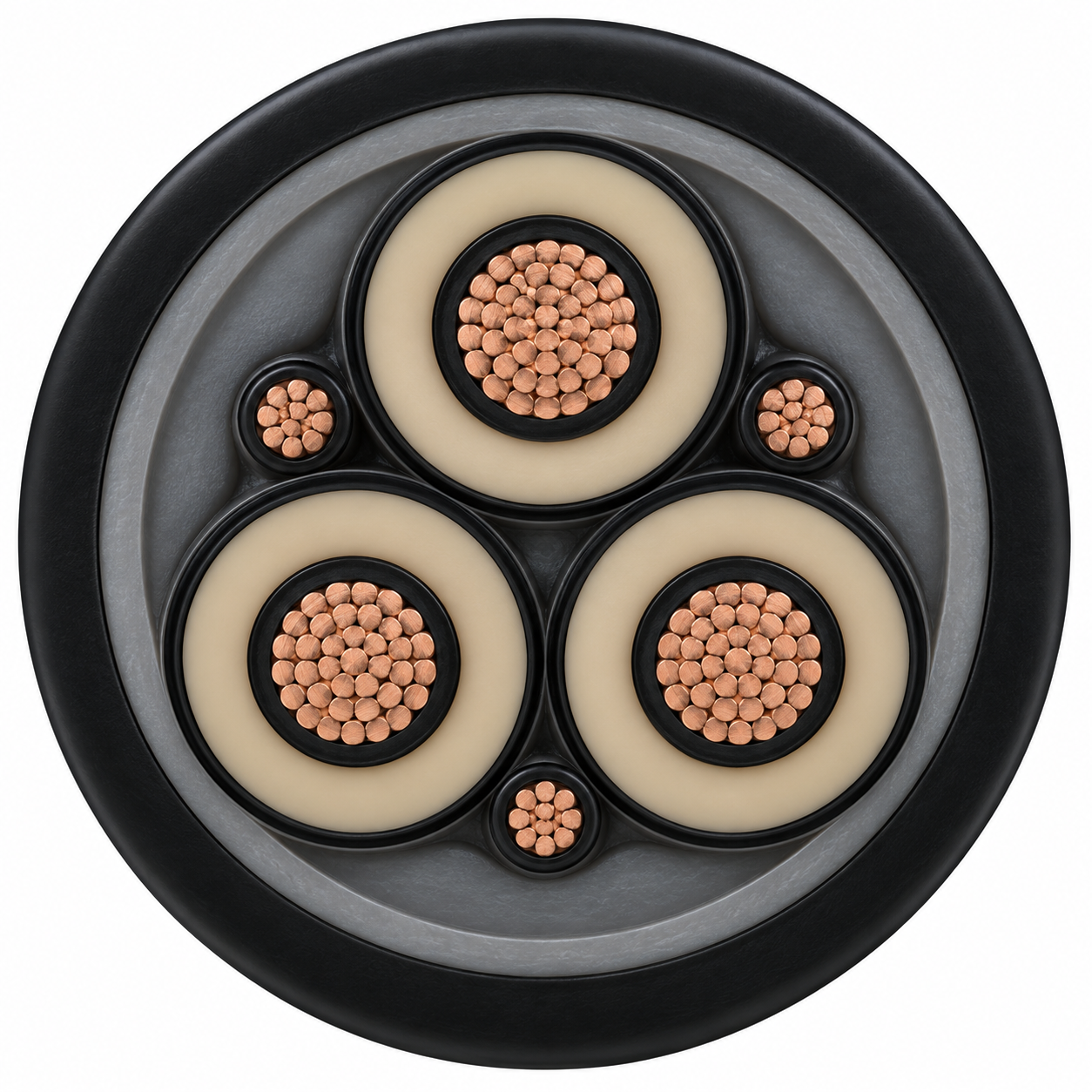 (N)TSCGEHXOEU MV wind-turbine twist cable construction cross-section showing cores and layers